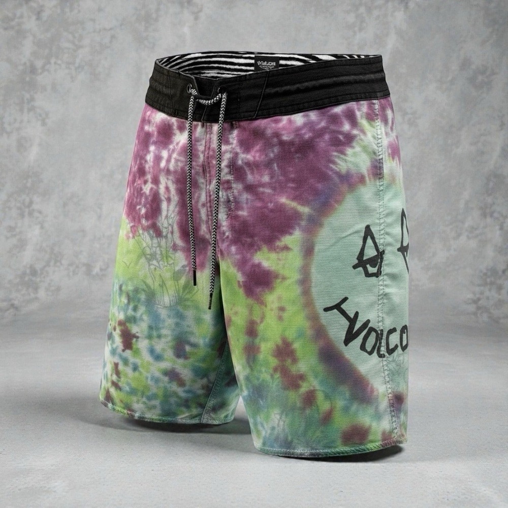 Volcom Board Shorts Mens 29 Tie Dye Surf Swim Trunks VCo Graphic